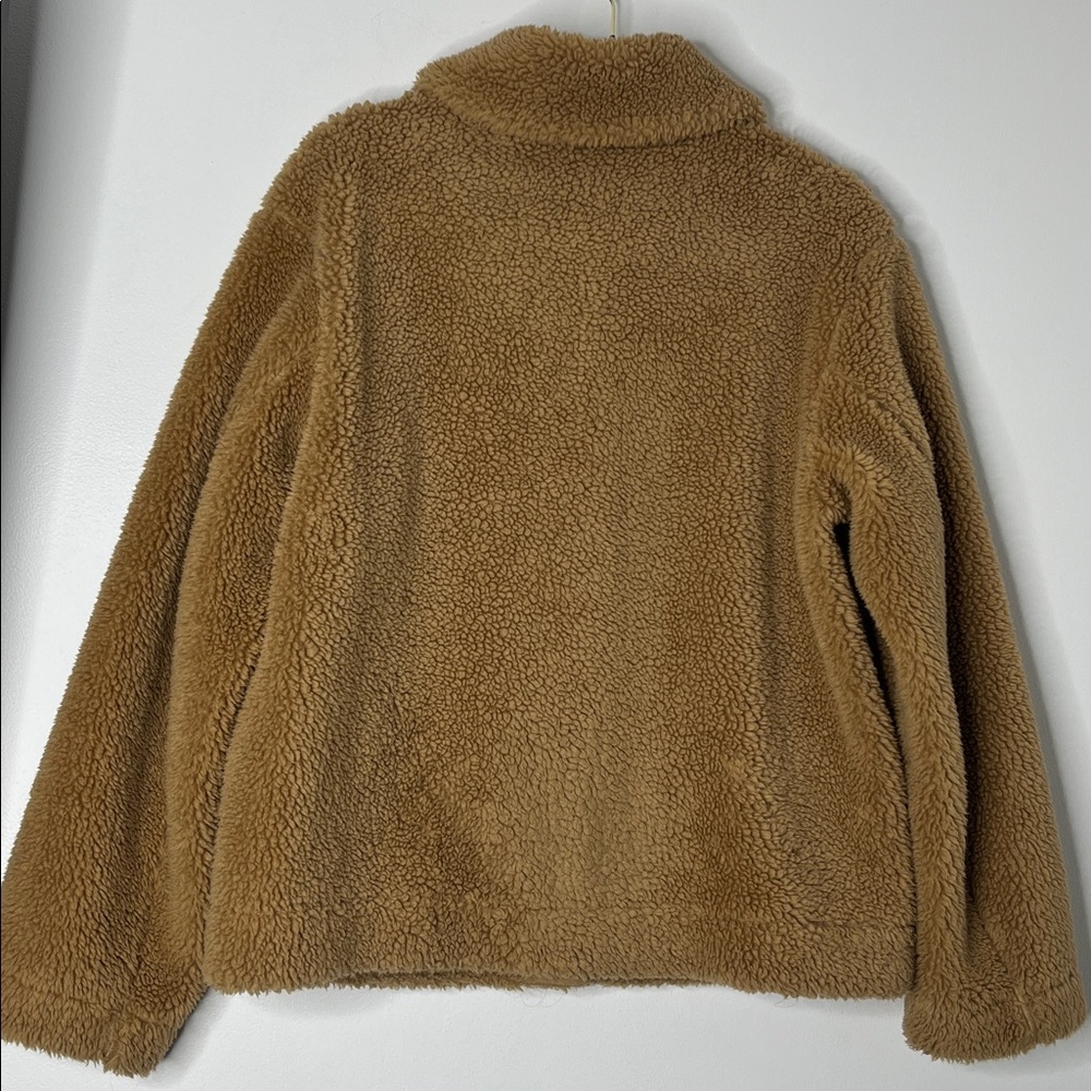 Uniqlo Tan Brown Teddy Bear Sherpa Jacket Sz Medium - Picture 6 of 7